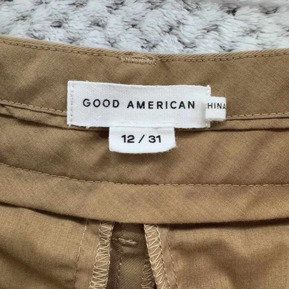 Good American Skate Pants Womens 12/31 Good Khaki Wide Straight Leg High Rise - Picture 2 of 15